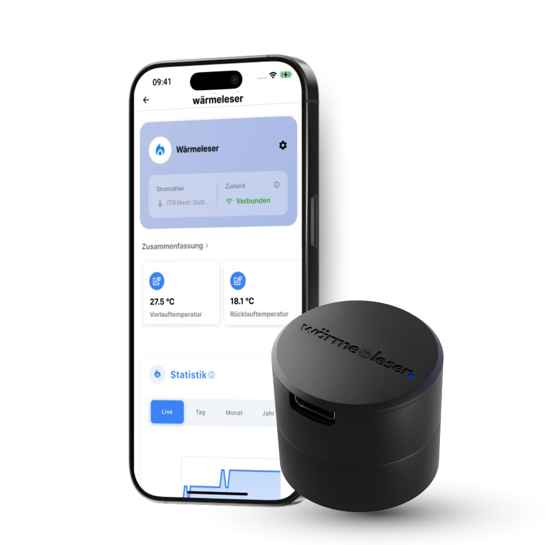 WLAN Lesekopf für Wärmemengenzähler & Wärmezähler mit App, Energieverbrauch messen, optische Schnittstelle, USB-C, Plug & Play, Home Assistant