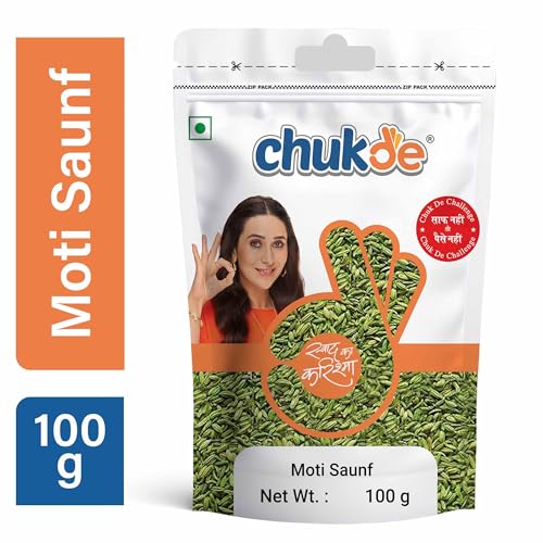 Image of Chukde Moti Saunf, Big Fennel Seeds Whole Spices, 300g, Pack of 200g x 3