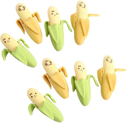 Mini borradores de plátano, 24 piezas desmontables de goma de plátano, productos de papelería de frutas para niños, estudiantes, suministros de