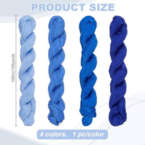 FREEBLOSS 4 hilos Sashiko 100 m algodón puro azul miniatura 2