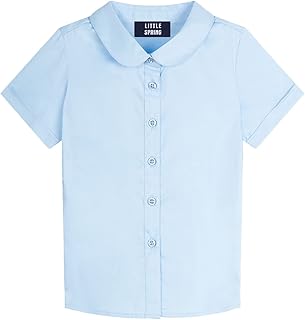 Girls Button Down Peter Pan Collar Poplin Uniform Shirt