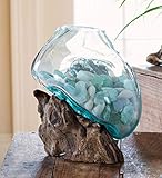 OMA Molten Glass on Driftwood – Hand Blown Vase, Terrarium, or Planter Centerpiece for Coastal & Boho Home Décor (7