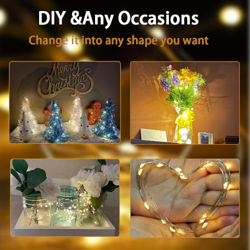 AurNyvaMay 6 Pack Fairy String Lights with Timer, 2AA Battery Operated, IP65 Waterproof, 20 Warm White LED Copper Wire for Indoor Outdoor Decor — view 6