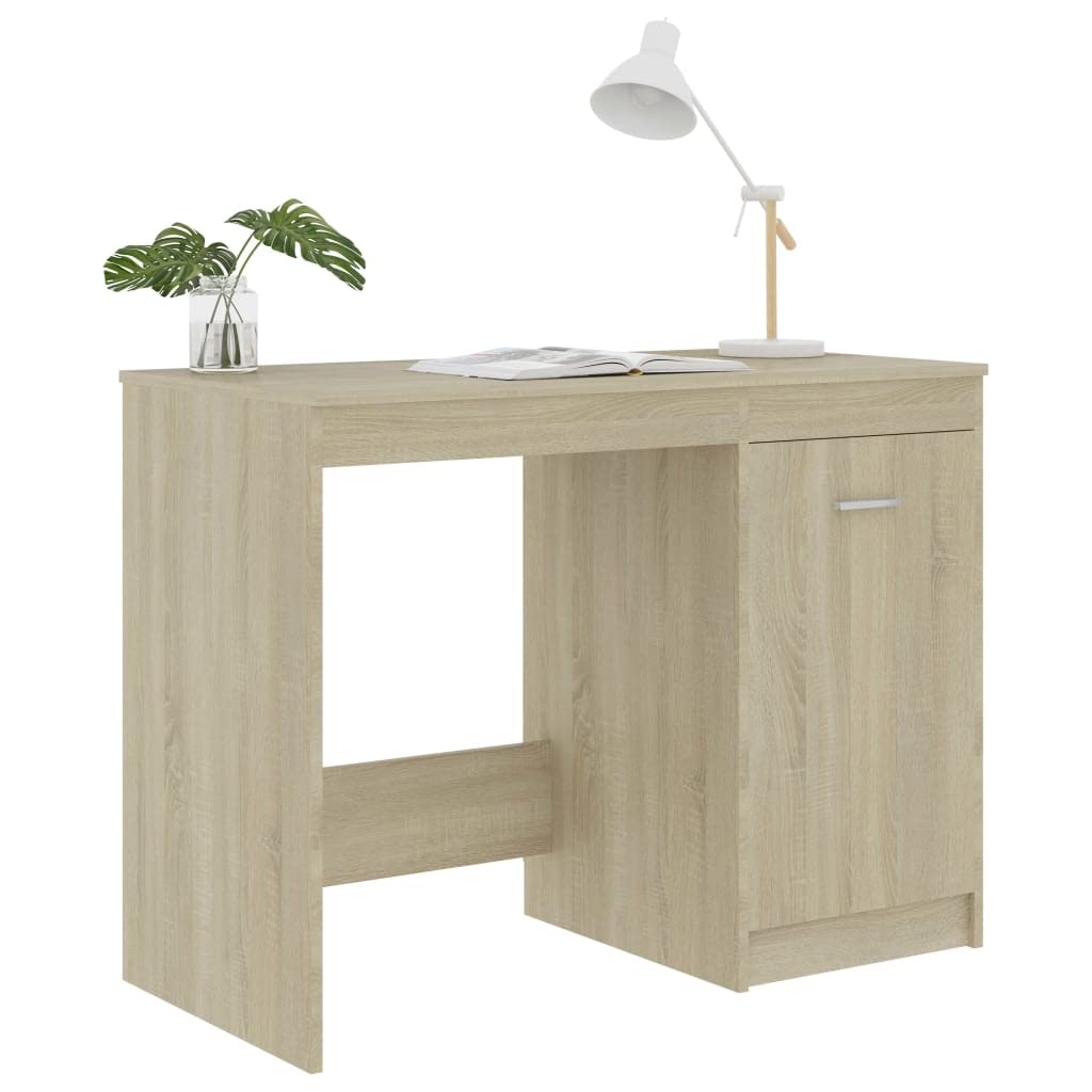 Scrivania in rovere Sonoma, 100 x 50 x 76 cm, per computer, ufficio, PC, lavoro, laptop, gaming, segretaria, cassetto, scaffale, tastiera, altezza dello spazio di archiviazione, per monitor