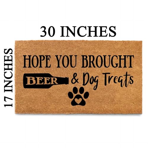 GXGXZZZ Funny Coir Doormat Welcome Front Porch Decor Doormats with Heavy-Duty Non Slip Outdoor Coconut Mat 30 x 18inch (Hope You Brought Beer and Dog Treats) by GXGXZZZ - Used condition - Image 3