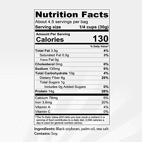Black Edamame dry roasted edamame snacks (sea salt) High protein snacks low carb low sugar. Vegan keto snacks zero carb no sugar. Young soybeans by Keto Naturals (3 Packs)