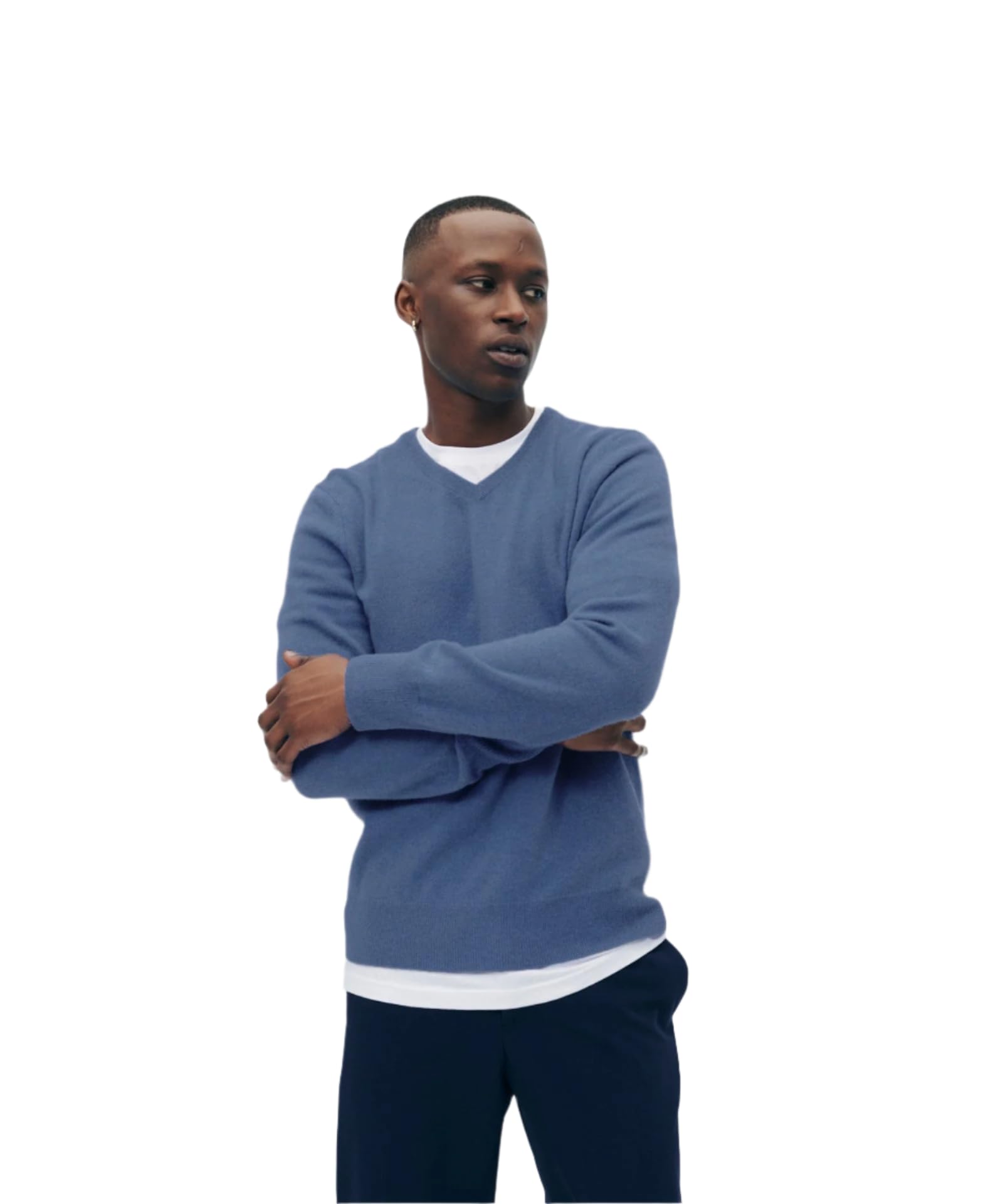 naadam Original Cashmere V-Neck Sweater Men's, Stone Blue, M-picture-15