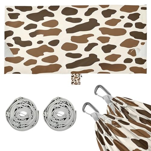 Haskirky Cow Print Camping Hammock, Single Portable Hammocks with Tree Straps & Attached Carry Bag, 330Lbs Capacity Perfect for Outside Indoor Hiking Beach Backpack Travel