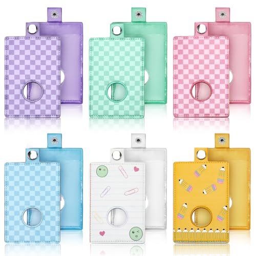 Gueevin 6 Pcs Teacher Alarm Badge Holder 4.2x2.8 Inch Checkerboard Alarm ID Badge Holder for Teachers Educator Staff School Teacher Appreciation Gift