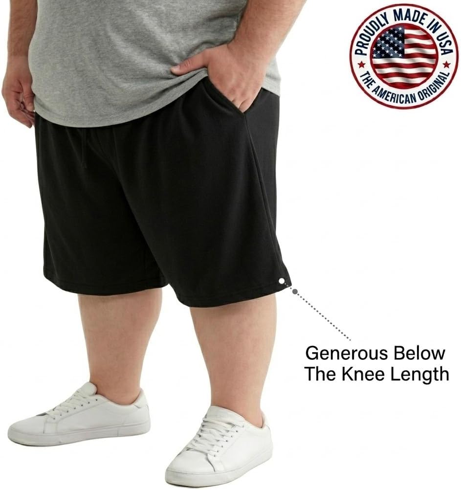 JC DISTRO USA-Made Men's Big and Tall Lightweight French Terry Active Shorts (3XL-7XL, Multipack Available)