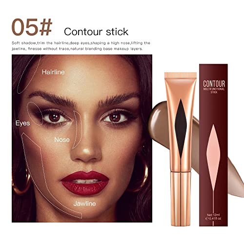 Bronzer Stick, Contour Stick, Contour Wand With Cushion Applicator,Shading Bronzer Stick Natural Matte Finish, Lightweight Blendable Super Silky Cream Contour Stick, Liquid Contour (05# Contour) #TOP1