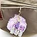 Unpafcxddyig Pom Pom Keychain Faux Rabbit Fur Fluffy Ball Keyring with Initial Letter Key Chain Purple,M