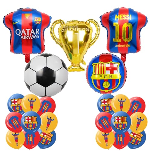 Yoimckay - 23 piezas de decoración de fiesta de cumpleaños con temática de fútbol infantil, globos de fútbol, globo de aluminio trofeo, globos de látex, decoración de la fiesta de fútbol