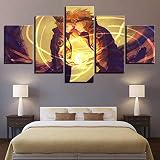 EZGISH BAIOKAISHUII Tableau sur toile Home Decor Salon Art Mural 5 Pcs Naruto Images HD Impressions Dessin animé Personnages Poster Avec Cadre,S