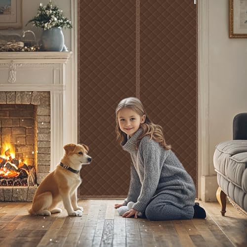 HADOR Magnetic Thermal Insulated Door Curtain Fit Door Size 38" x 82", Quilted Oxford Fabric Thicken Cotton Fill, Winter Cover Keep Cold Draft Out, Blanket Insulation for Front Patio Doors Brown by HADOR - Image 6