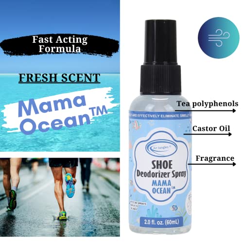 Air Jungles Shoe Deodorizer Spray, Shoe Odor Eliminator, Shoe Smell Eliminator Ocean Scent for Sneaker, Boot and Locker, Gym Bag Deodorizer, Shoe Freshener for Stinky Shoes, Pack of 2 - Thumbnail 2