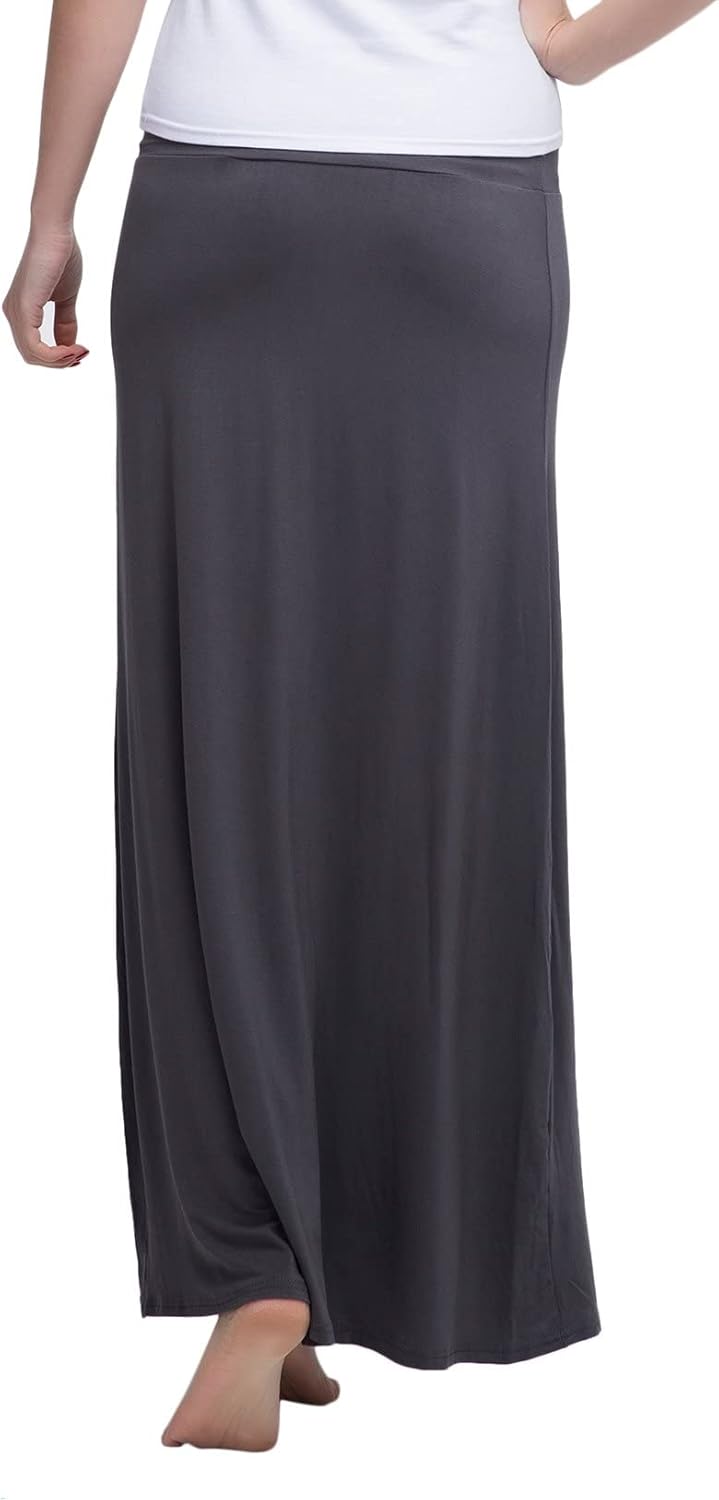 Urban CoCo Women's Stylish Spandex Comfy Fold-Over Flare Long Maxi Skirt - Image 7