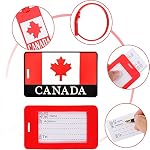 4 Pack Luggage Tags, Silicone Luggage Tags for Suitcases, Canadian Flag Maple Leaf Travel Bag Tags with Silicone Ring, Baggage Tags with Name ID Card, Waterproof Labels for Handbag with Partial