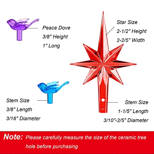 Ceramic Christmas Tree Replacement Lights Bulbs - Multicolor Plastic Medium Twist Light Ornaments, Bird/Dove Shape Artcraft Ornaments Sets, 100 Pc Bird Bulbs Plus 3 Star Topper #TOP1