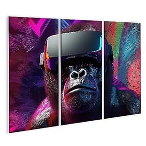 islandburner Canvas Schilderij Gorilla met Virtual Reality bril Futuristische setting Gorilla met Vir JDCC Foto Print Wanddecoratie Woonkamer