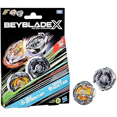 Beyblade X Gale Wyvern 3-60T & Sword Dran 3-80B Dual Pack Set with 2 Right-Spinning Tops; Battle Tops; Games/Toys for Boys & Girls 8+