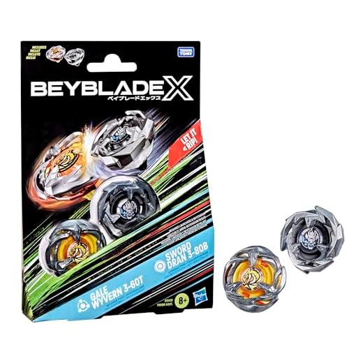 Beyblade X Gale Wyvern 3-60T & Sword Dran 3-80B Dual Pack Set with 2 Right-Spinning Tops; Battle Tops; Games/Toys for Boys & Girls 8+