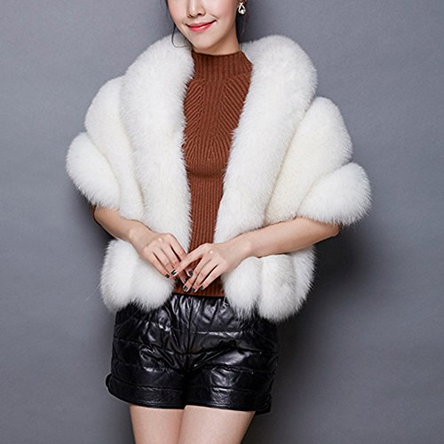 Caracilia Women Luxury Faux Fur Coat Jackets Wrap Cape Shawl for Wedding Party3