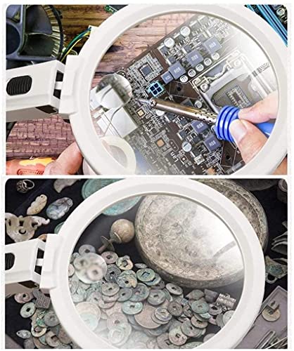 Lupas iluminadas dobráveis com luz de LED regulável, gravação de velho leitor, placa de circuito de