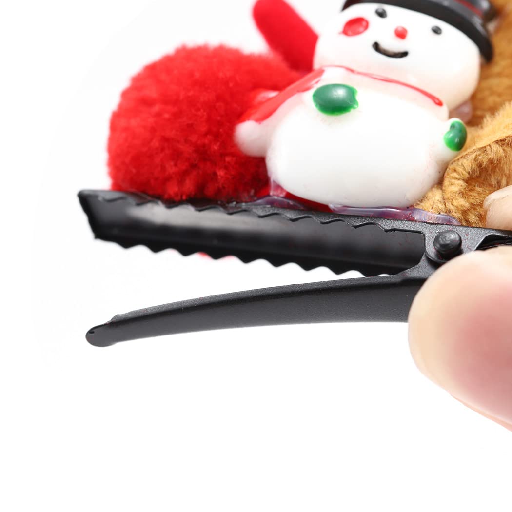 IYOU Christmas Hair Clips Set Red Reindeer Antler Hair Accessories Deer Ears Christmas Party Hairpins for Women and Girls(Pack of 4) - Image 3