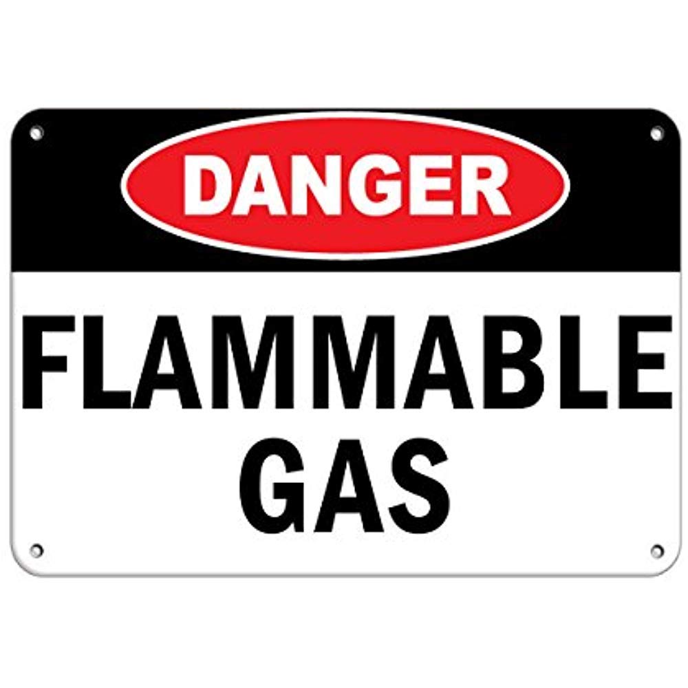 Yelacecca Road Signs Danger Flammable Gas Hazard Sign Flammable Warning Sign 12" X 8"