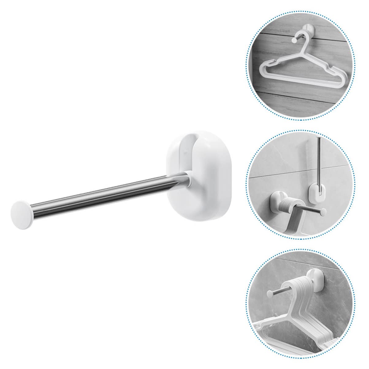 HOOTNEE 3pcs Wall Mounted Hanger Holder Adhesive Hanger Organizer No Punch Installation for Closet Laundry Room Strong Bearing Capacity Practical Design