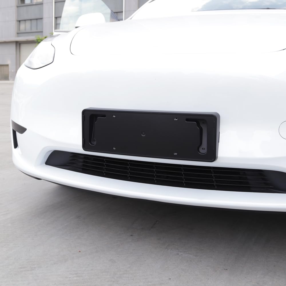 Para Tesla Model Y 2022, accesorios para automóvil, paquete de 2 unidades, marco portamatrículas delantero y trasero de ABS fibra de carbono, soporte de montaje y cubierta, estilismo de coche (negro
