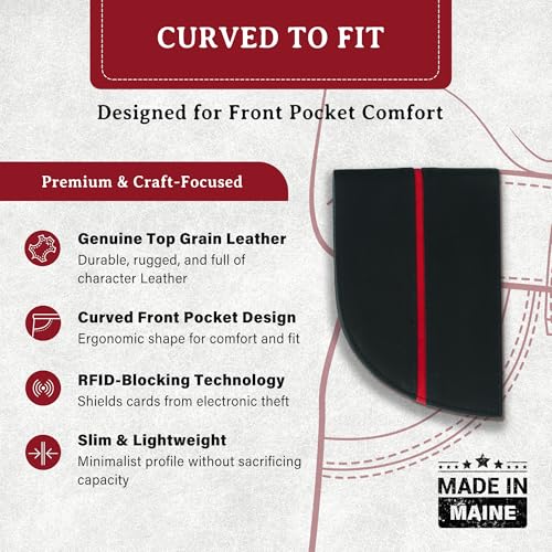 Full-Grain Front Pocket Wallets for Men - Compact & Spacious Thin Leather Wallet w/ 3 Card Slots, Plastic ID Slot, Stash Pocket, Billfold Section & More - RFID Blocking Bifold Wallets for Men2