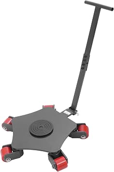 Machinery Mover Skate Dolly with Steering Handle, 4T/8818lbs Heavy Duty Machine Skates, Industrial Equipment Lifting Moving Skate Roller with 360 Rotation Cap 5 Rollers Black, 4T