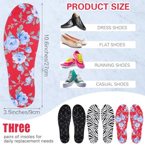 Image of 3 Pairs No Show Socks Sockless Shoe Liner Washable Barefoot Shoe Insoles No Slipping Inserts(Classic Style)