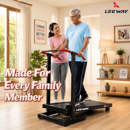 Image of LEEWAY TR4 PRO Manual Treadmill for Home 100 kg+| Non Electric Running Machine with 48x16in Surface| Foldable Jogging Treadmill Manual for Home | Roller Walking Pad, No Electricity Needed Thread Mill