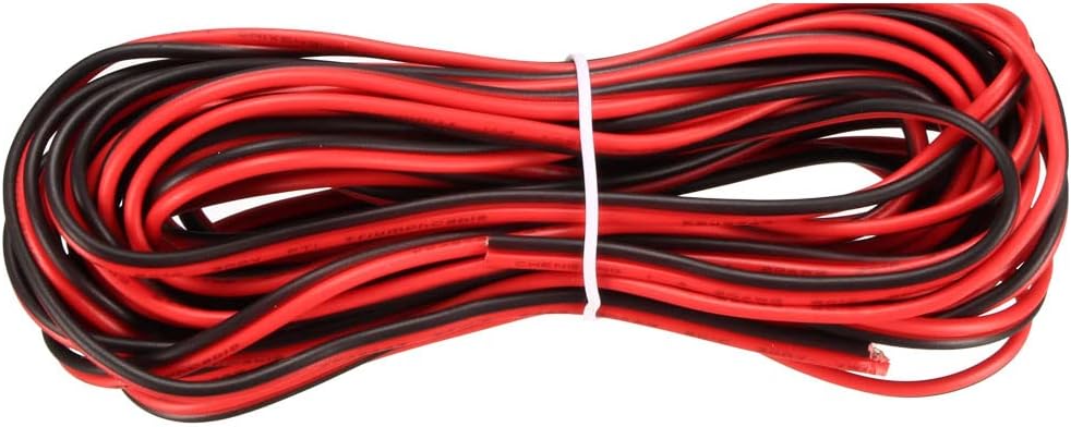uxcell Red Black Wire 2pin Extension Cable Cord 20 AWG Parallel Wire Tin Plated Copper 6M Length for LED Strip Light