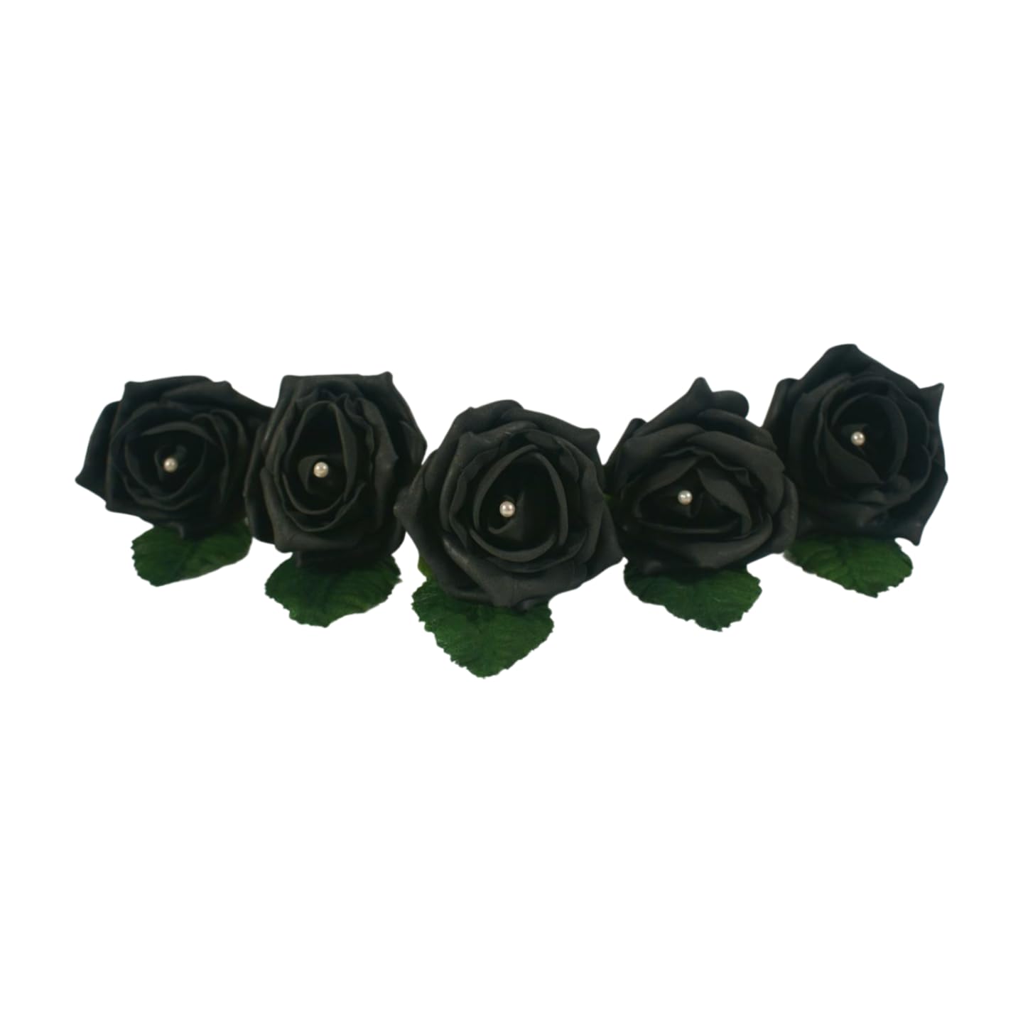 Shimmer-hj 5 Black Handmade Rose Buttonholes with Pearl - Artificial Flower Boutonniere & Corsage for Weddings, Proms, Bride, Groom, Bridesmaid & Guests โ image 1