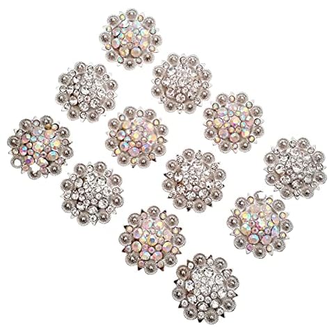 Berry Conchos with Screws Metal Flower Rhinestone Conchos Rhinestone Horse Saddle Western Bridle Pack of 12 Cover