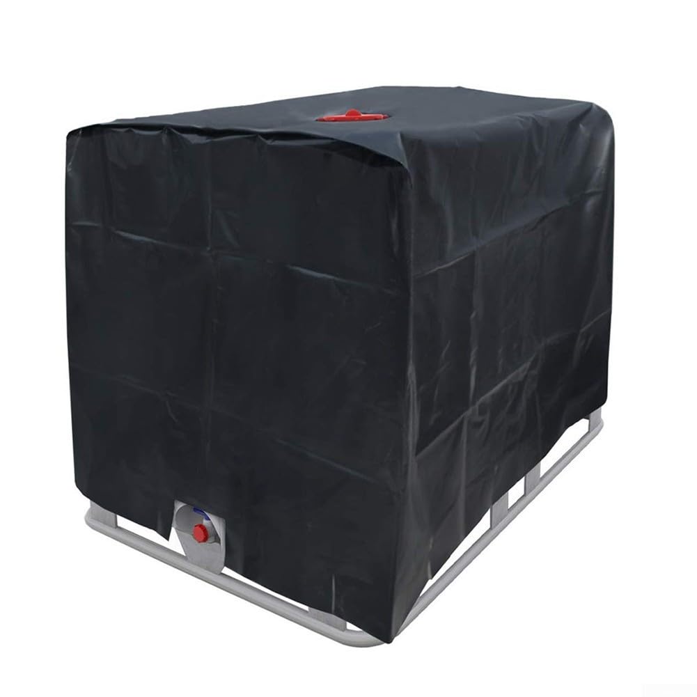 IBC Tank Cover, 1000L Water Tank Cover, Heavy Duty 420D Oxford Fabric Outdoor IBC Container Sun Protective Hood for 1000L/275 Gallon Rain Water Tank(black)