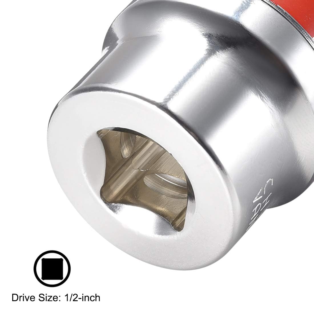 TOP-VIGOR 1/2-Inch Drive by 27mm Shallow Socket with Red Band, Cr-V Drive Socket, 6-Point, Metric for Auto Repairing and Household - Image 3