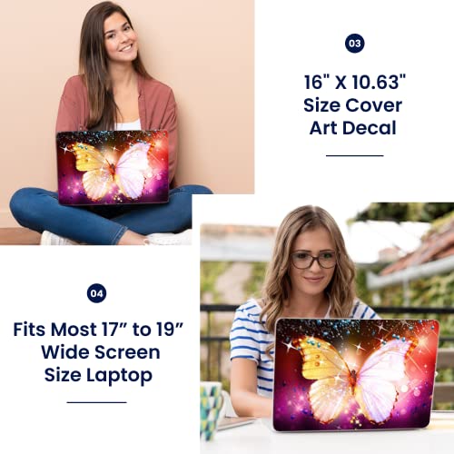 Image of LSS 17 17.3 Inches Laptop Notebook Skin Sticker with 2 Wrist Pads - Reusable Cover Protector Vinyl Sticker Cover Decal Fits 17 inch - 19 inch HP Asus Acer - Sparkling Butterfly Pattern