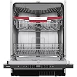 homeX Geschirrspüler 60 cm, Spülmaschine vollintegrierbar - 14 Maßgedecke, 8 Programme, AquaStop, Besteckschublade, 44 dB, Bodenlicht, Automatische Türöffnung, Einbaugeschirrspüler vollintegriert