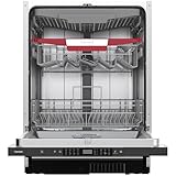 homeX Geschirrspüler 60 cm, Spülmaschine vollintegrierbar - 14 Maßgedecke, 8 Programme, AquaStop, Besteckschublade, 44 dB, Bodenlicht, Automatische Türöffnung, Einbaugeschirrspüler vollintegriert
