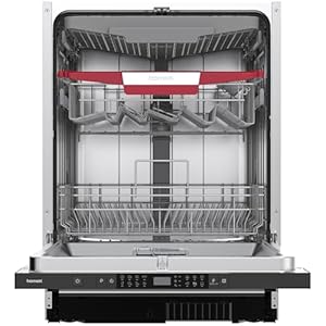 homeX Geschirrspüler 60 cm, Spülmaschine vollintegrierbar - 14 Maßgedecke, 8 Programme, AquaStop, Besteckschublade, 44 dB, Bodenlicht, Automatische Türöffnung, Einbaugeschirrspüler vollintegriert