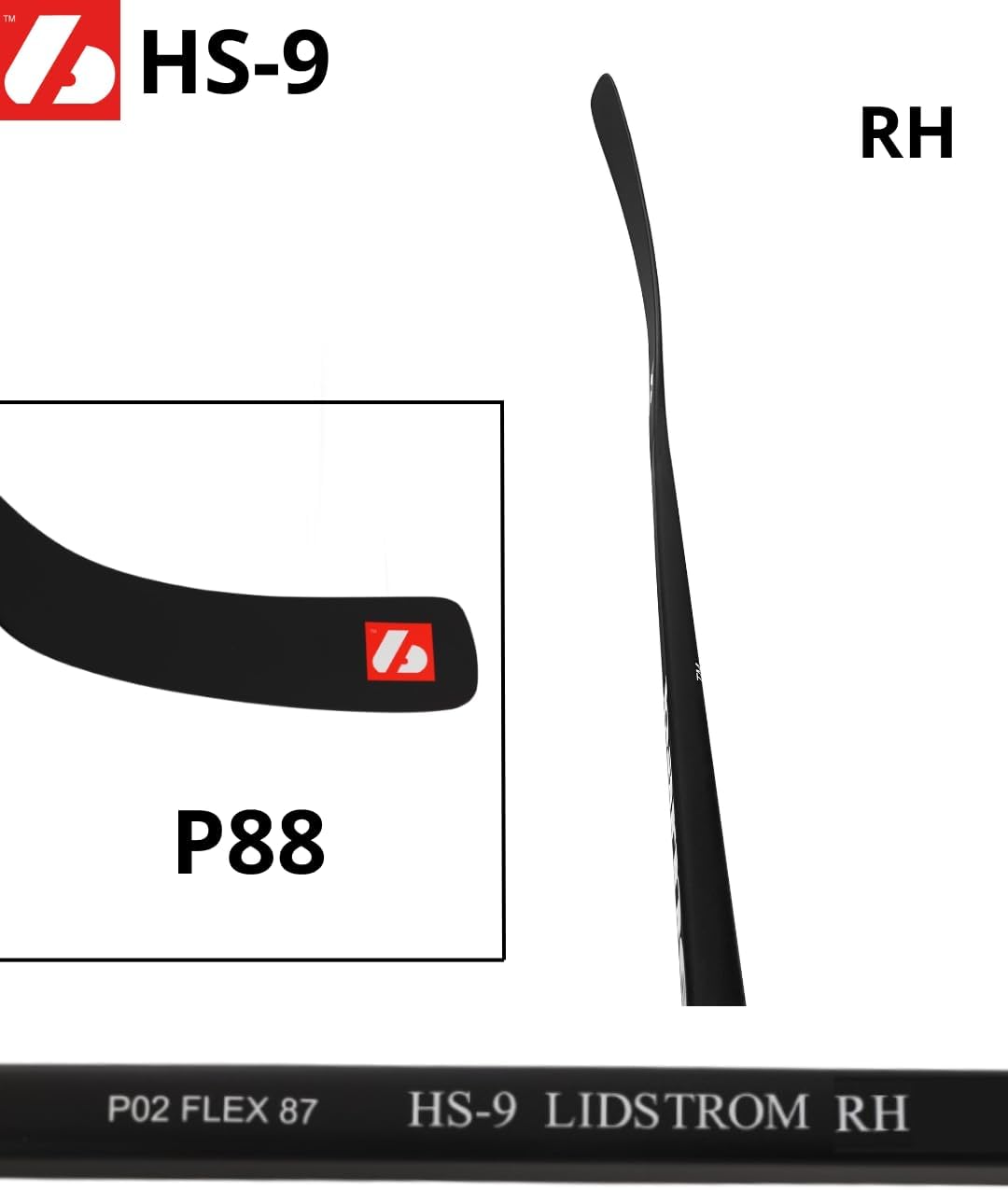 BARNETT HS-9 P88 87 RH High Carbon Hockey Stick