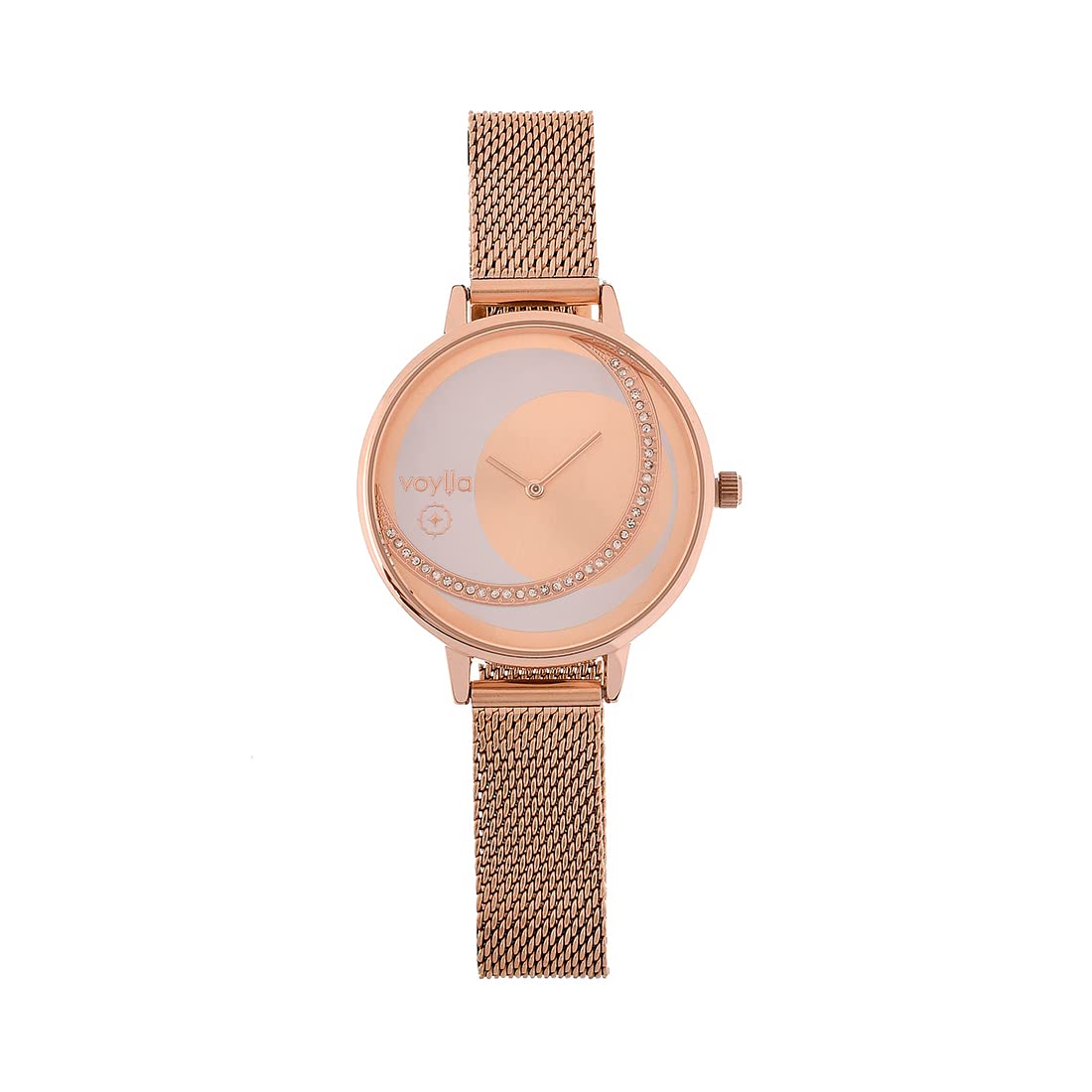 Voylla Rose Gold Toned Embellished Dial Stainless Steel Bracelet Style Straps Analogue Quartz Movement Ladies Watch for Women and Girls (B0BSLM2H9J) Amazon Price History, Amazon Price Tracker
