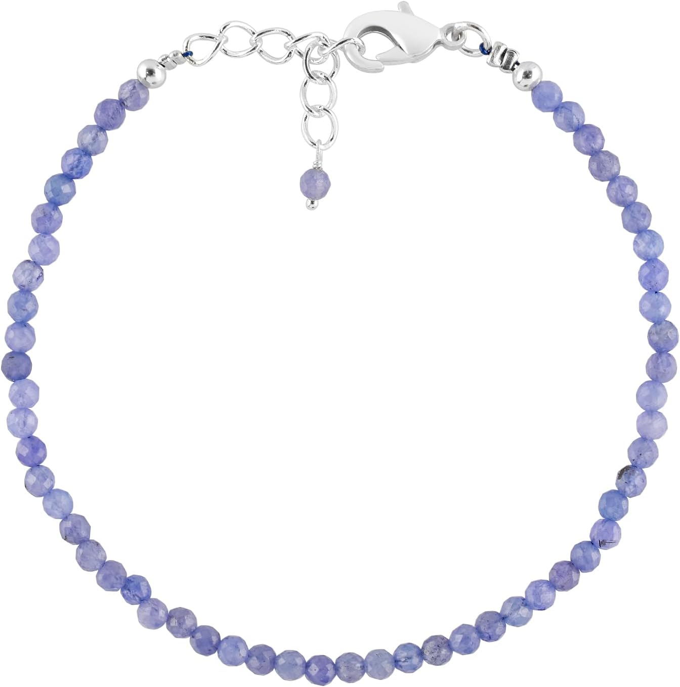 YANARA Natural Gemstone Micro Beads Dainty Simple Bracelet Jewelry for her Birthstone, Energy Crystals, Silver Plated Chain 8 inch Thoughtful Gifts For Her - Image 5