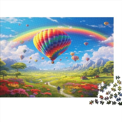 Puzzle en bois montgolfière 1000 pièces casse-tête adulte défi réflexion 75x50cm