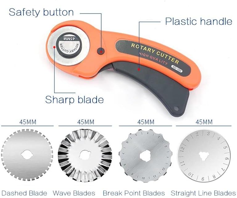 1 Set Manual Roller Professional Leather Rotary Cloth Knife Waves Cutter Circular Cutting Patchwork Craft Leather Fabrics Tool - (Color: 1pc wave bulk blade)